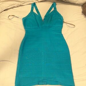 Herve Leger Vibrant Blue Backless Dress